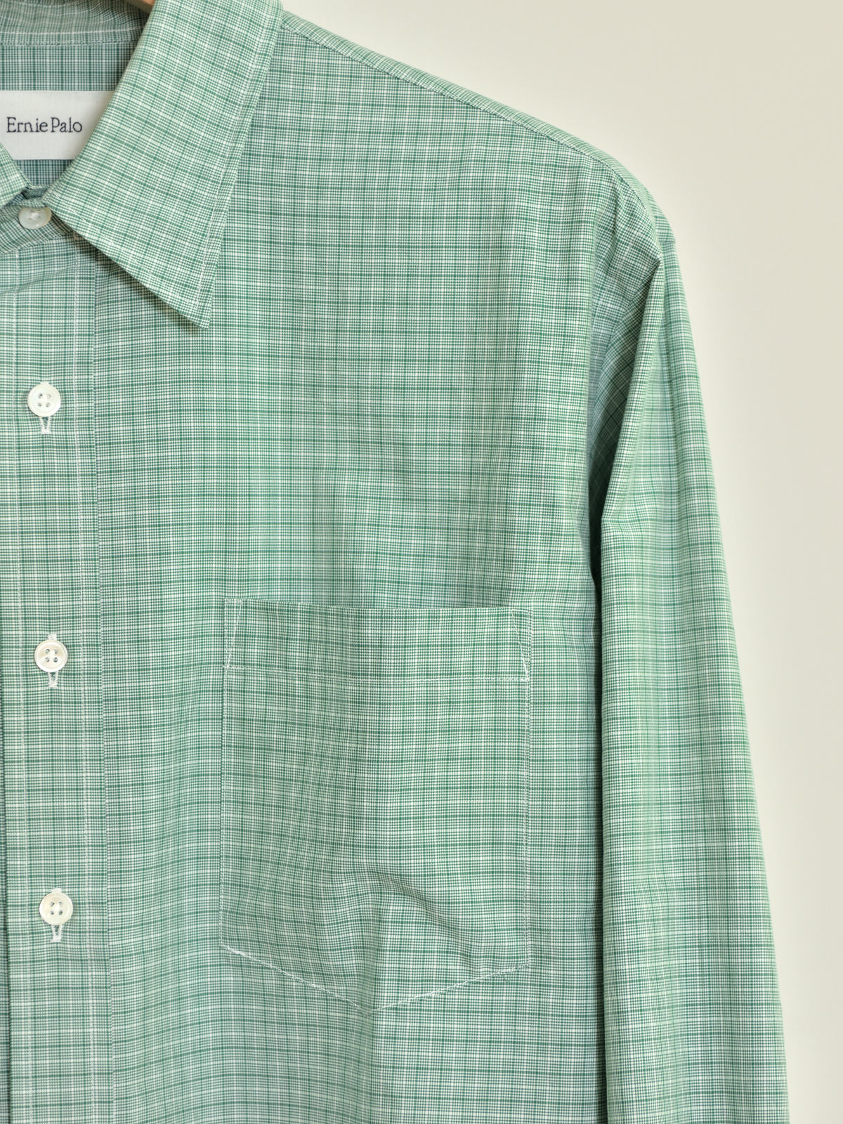 Ernie Palo アーニーパロ Silk Cotton Shirt GREEN CHECK EP12SH02 チェック シャツ シルク コットン 26AW 愛知県 名古屋 丸の内 セレクトショップ THIRD PLACE サードプレイス