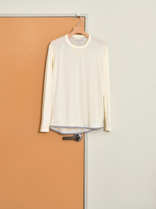 and wander アンドワンダー merino base LS T 574-6964026 メリノウール アウトドア 快適 オフホワイト offwhite 日本 名古屋 セレクトショップ THIRD PLACE サードプレイス 名古屋 愛知県 東海 セレクトショップ THIRD PLACE サードプレイス