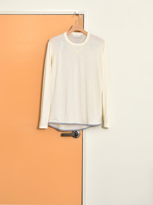 and wander アンドワンダー merino base LS T 574-6964026 メリノウール アウトドア 快適 オフホワイト offwhite 日本 名古屋 セレクトショップ THIRD PLACE サードプレイス 名古屋 愛知県 東海 セレクトショップ THIRD PLACE サードプレイス