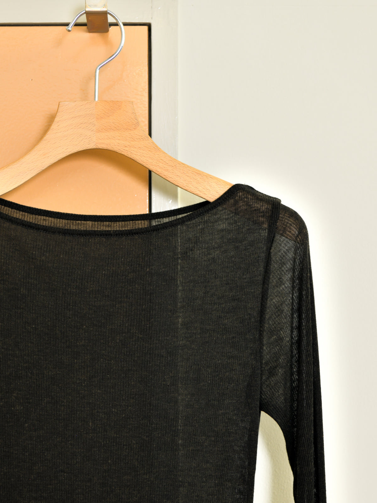 Ernie Palo アーニーパロ Sheer Rib Boat Neck T-shirt BLACK EP12FCT03 リブTシャツ リブニット ブラック 黒 シアー テンセル カシミア シルク 26AW 愛知県 名古屋 丸の内 セレクトショップ THIRD PLACE サードプレイス