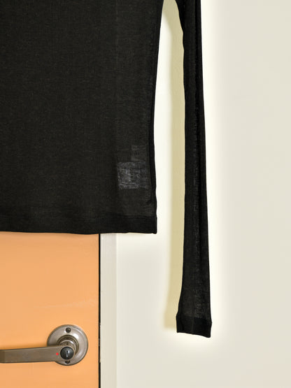 Ernie Palo アーニーパロ Sheer Rib Boat Neck T-shirt BLACK EP12FCT03 リブTシャツ リブニット ブラック 黒 シアー テンセル カシミア シルク 26AW 愛知県 名古屋 丸の内 セレクトショップ THIRD PLACE サードプレイス