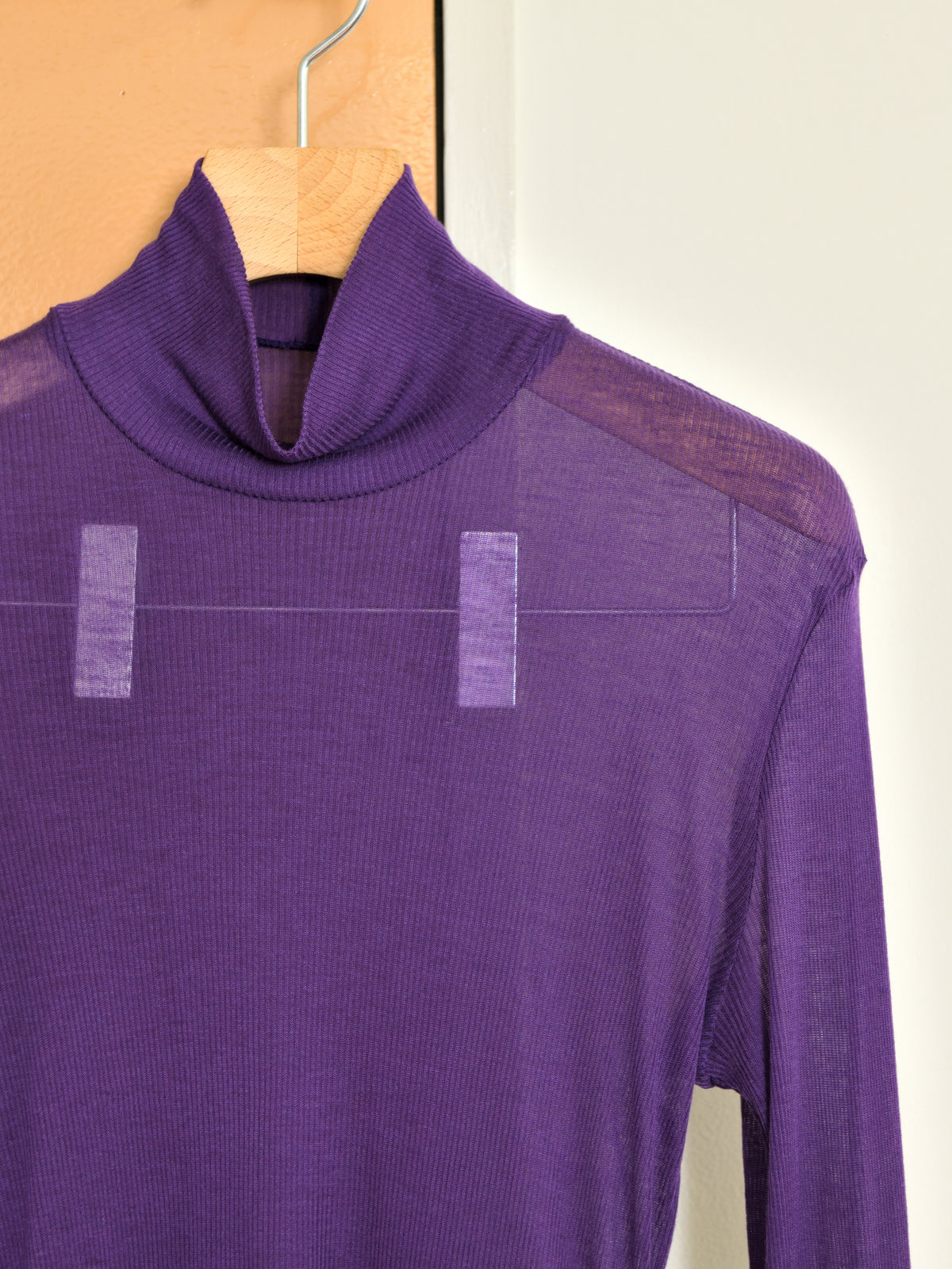 Ernie Palo アーニーパロ Sheer Rib Turtle Neck L/S T-shirt PUPLE EP12FCT02 リブTシャツ リブニット パープル 紫 シアー タートル テンセル カシミア シルク 26AW 愛知県 名古屋 丸の内 セレクトショップ THIRD PLACE サードプレイス