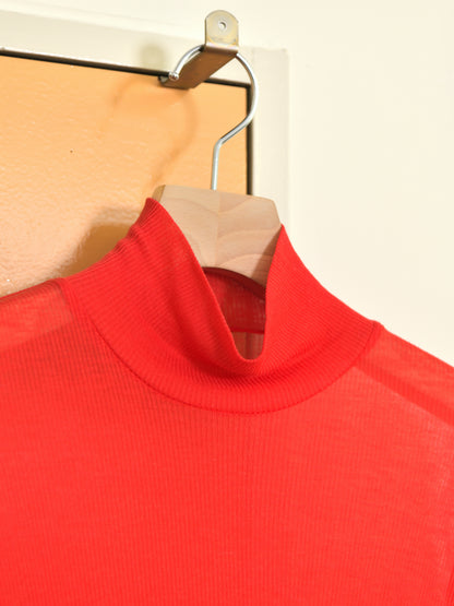 Ernie Palo アーニーパロ Sheer Rib Turtle Neck L/S T-shirt RED EP12FCT02 リブTシャツ リブニット 赤 レッド シアー タートル テンセル カシミア シルク 26AW 愛知県 名古屋 丸の内 セレクトショップ THIRD PLACE サードプレイス
