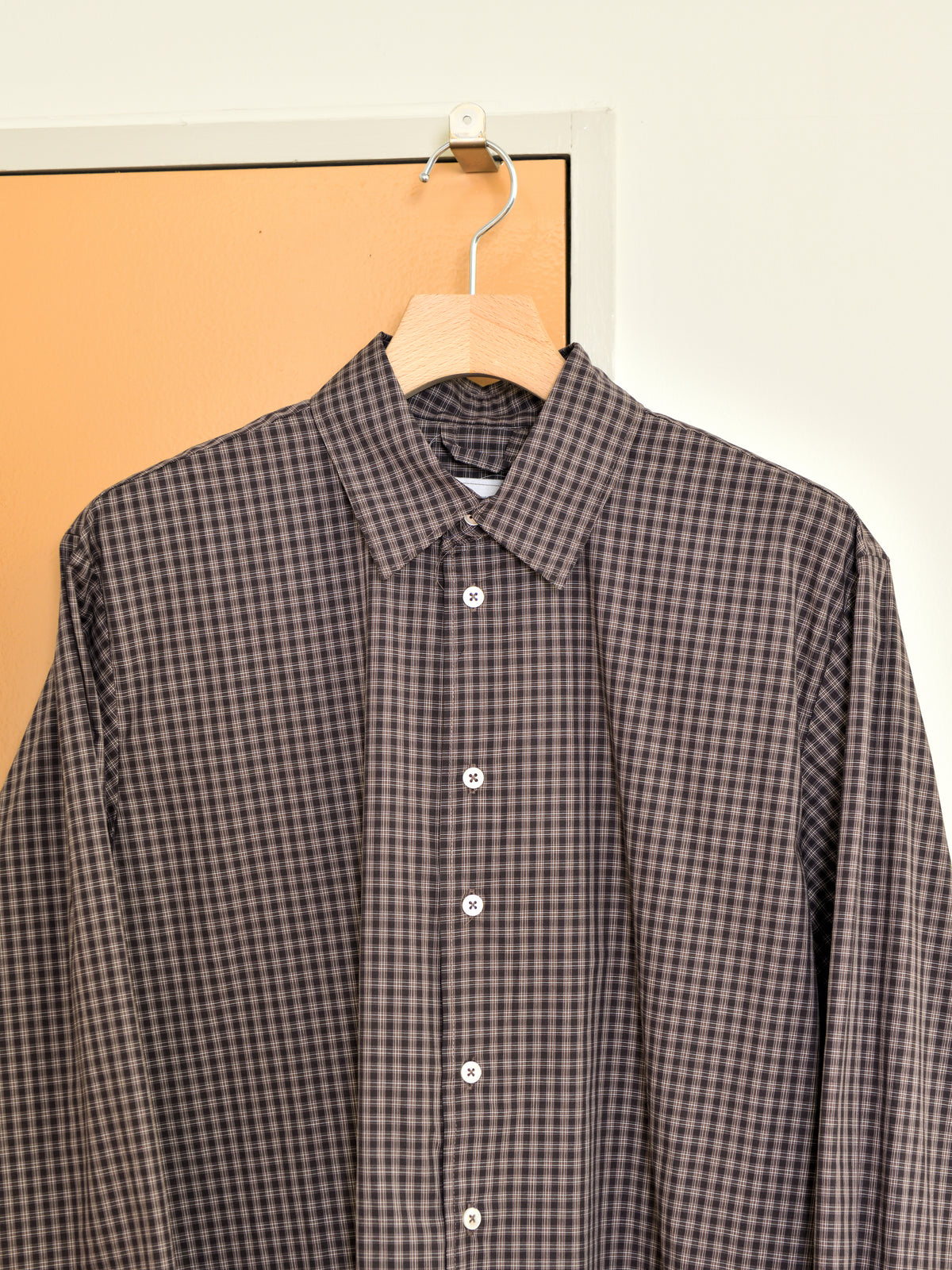 CAMIEL FORTGENS カミエルフォートヘンス BIG SHIRT BROWN CHECK ブラウン チェック CF.22.04.03.04 シャツ 定番 コットン オランダ 26aw 春夏 日本取り扱い 名古屋 丸の内 セレクトショップ THIRD PLACE サードプレイス