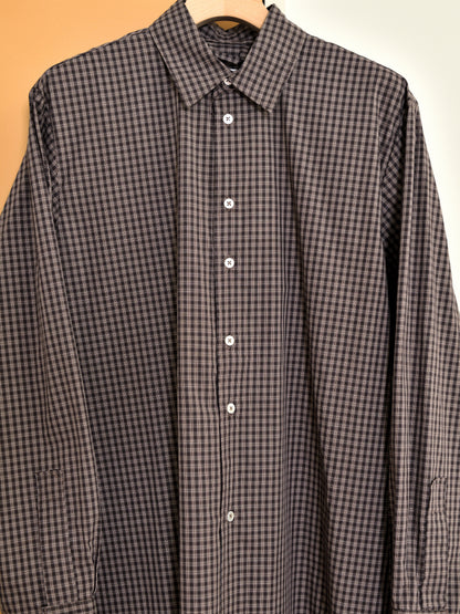 CAMIEL FORTGENS カミエルフォートヘンス BIG SHIRT BROWN CHECK ブラウン チェック CF.22.04.03.04 シャツ 定番 コットン オランダ 26aw 春夏 日本取り扱い 名古屋 丸の内 セレクトショップ THIRD PLACE サードプレイス