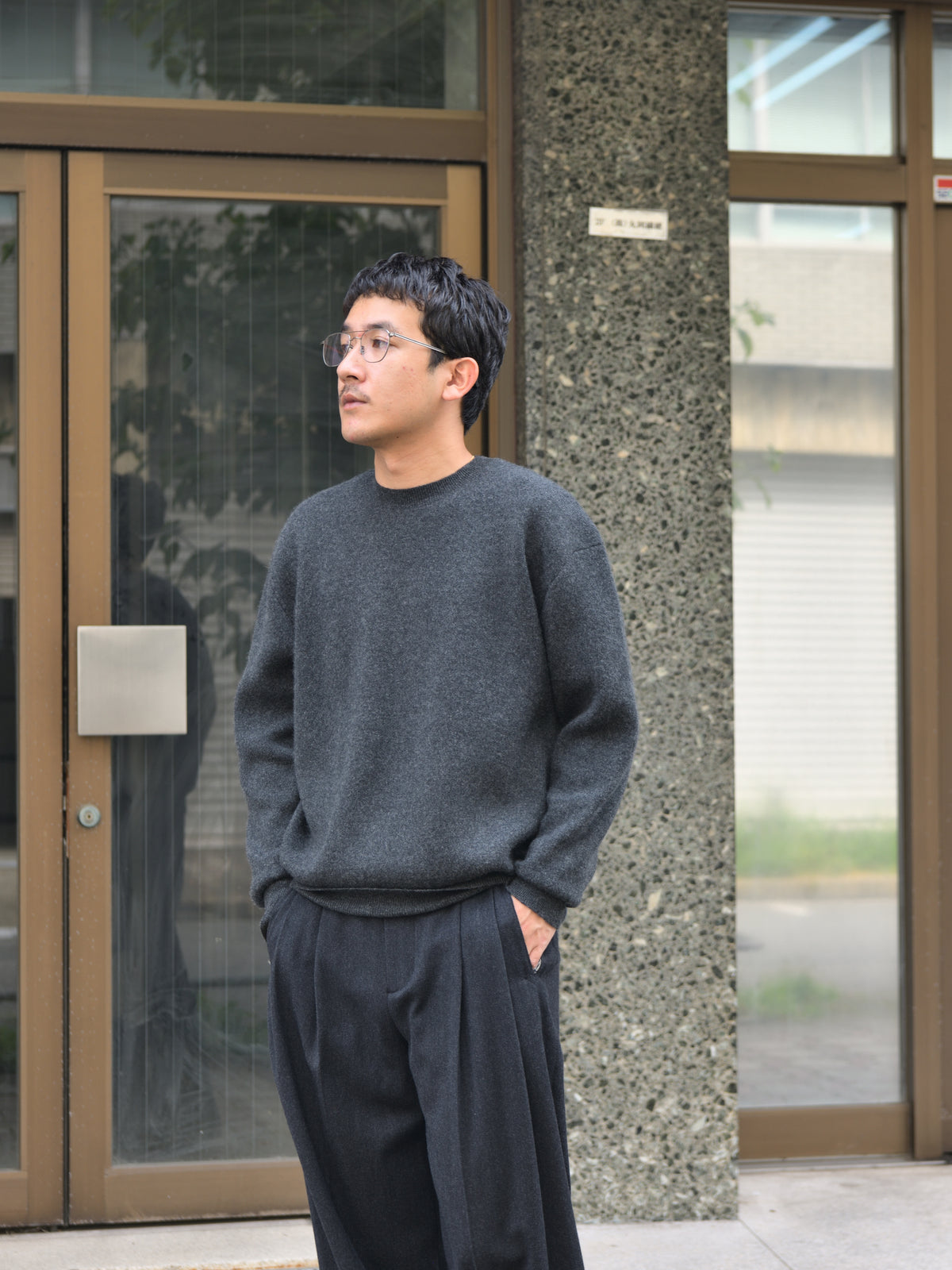 YOKE ヨーク Cashmere Crewneck Sweater YK26FW01389S CHARCOAL チャコール カシミア スウェット 26FW 日本取り扱い 名古屋 丸の内 セレクトショップ THIRD PLACE サードプレイス