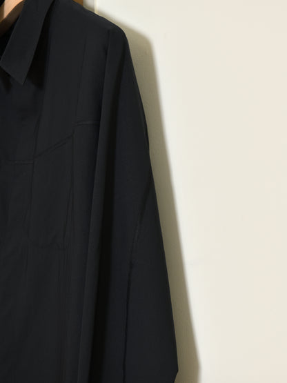 SATISFY サティスファイ Peace Shell River Shirt BLACK 黒 ポリエステル シャツ スナップボタン ランニング レギュラーカラー アウトドア 26FW 日本取り扱い 名古屋 丸の内 セレクトショップ THIRD PLACE サードプレイス