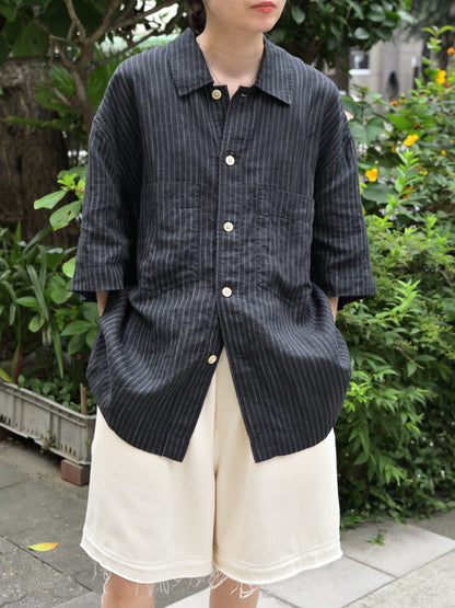SUNFLOWER サンフラワー ADAM SHIRT 1291 シャツ ベーシック ブラック BLACK リネン コットン 定番 デンマーク 日本 名古屋 セレクトショップ THIRD PLACE サードプレイス 名古屋 愛知県 東海 セレクトショップ THIRD PLACE サードプレイス