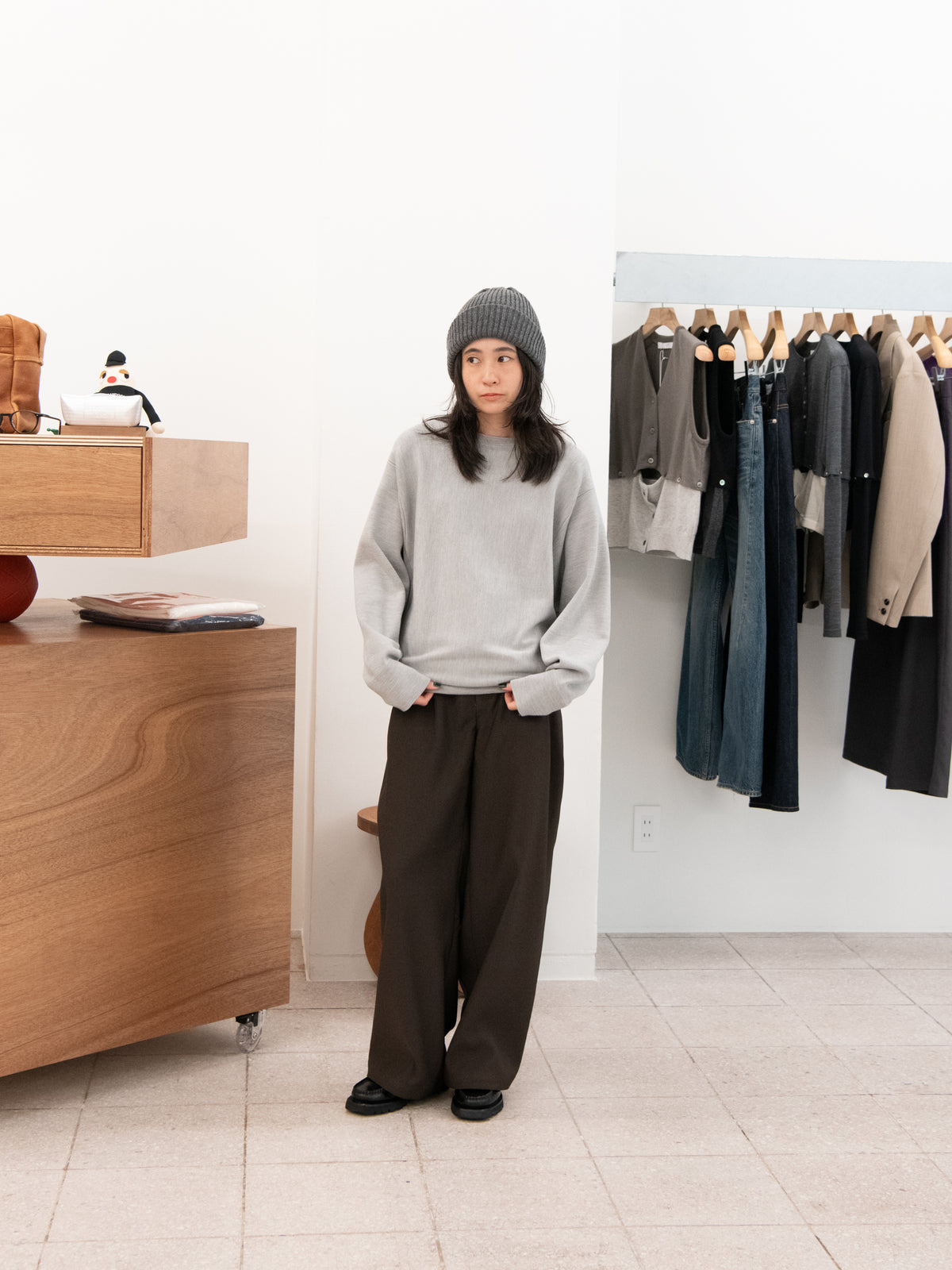 MEIAS メイアス SILK SMOOTH SWEAT PULLOVER T.GRAY グレー シルク ニットスウェット リバースウィーブ クルーネック 26FW 日本取り扱い 名古屋 丸の内 セレクトショップ THIRD PLACE サードプレイス
