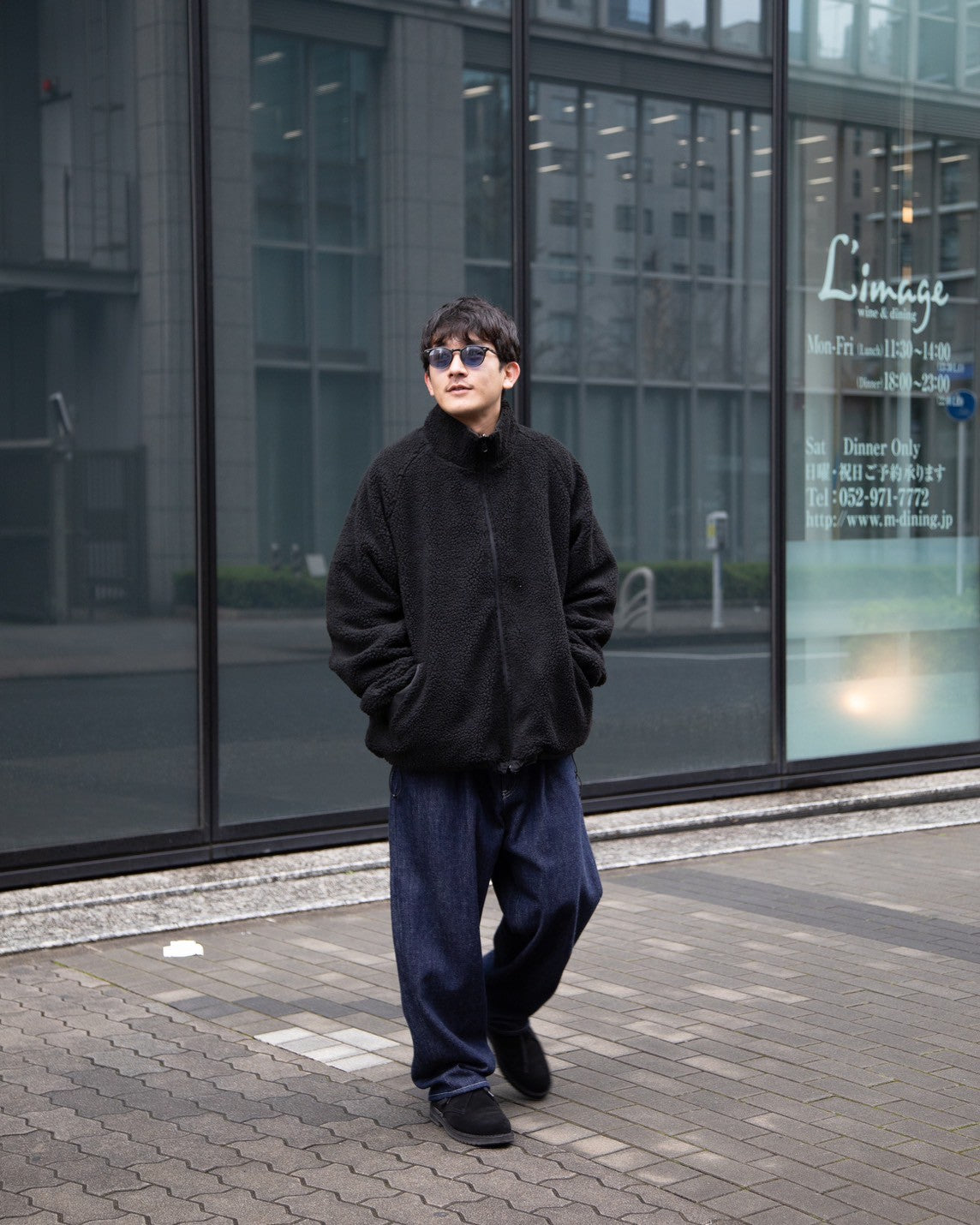 【もも】ツイードインレイ ブルゾン ブラック S ISNESS MUSIC×THIRD PLACE 