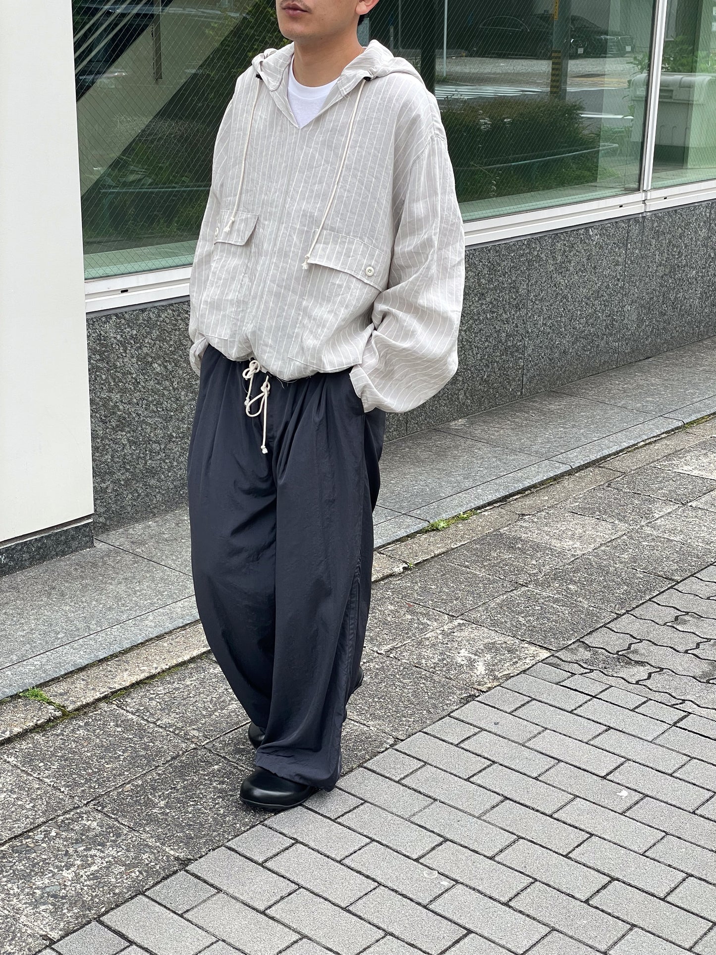 CAMIEL FORTGENS カミエルフォートヘンス OVERHEAD JACKET CF.21.09.05.03 ヴィスコース  グレー ストライプ ジャケット アノラック イタリア オランダ 26ss 春夏 日本取り扱い 名古屋 丸の内 セレクトショップ THIRD PLACE サードプレイス