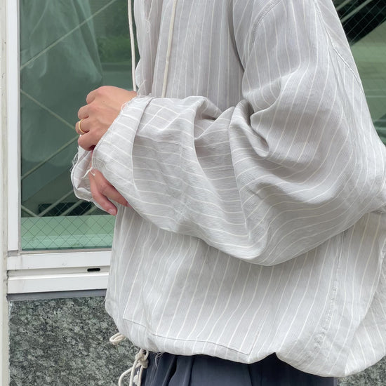 CAMIEL FORTGENS カミエルフォートヘンス OVERHEAD JACKET CF.21.09.05.03 ヴィスコース  グレー ストライプ ジャケット アノラック イタリア オランダ 26ss 春夏 日本取り扱い 名古屋 丸の内 セレクトショップ THIRD PLACE サードプレイス