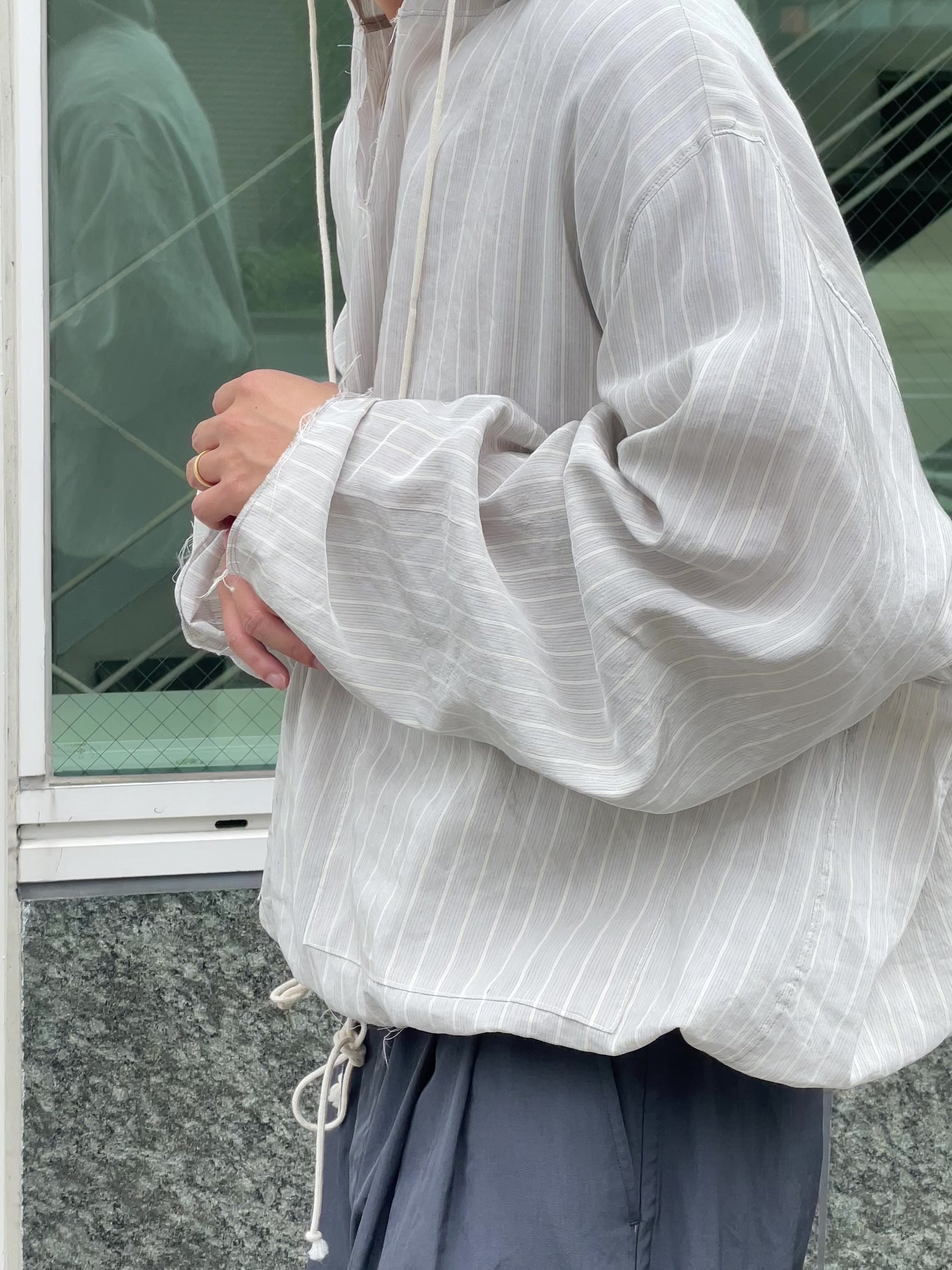 CAMIEL FORTGENS カミエルフォートヘンス OVERHEAD JACKET CF.21.09.05.03 ヴィスコース  グレー ストライプ ジャケット アノラック イタリア オランダ 26ss 春夏 日本取り扱い 名古屋 丸の内 セレクトショップ THIRD PLACE サードプレイス